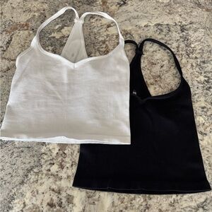 Women's Black and White Ribbed Tank Tops